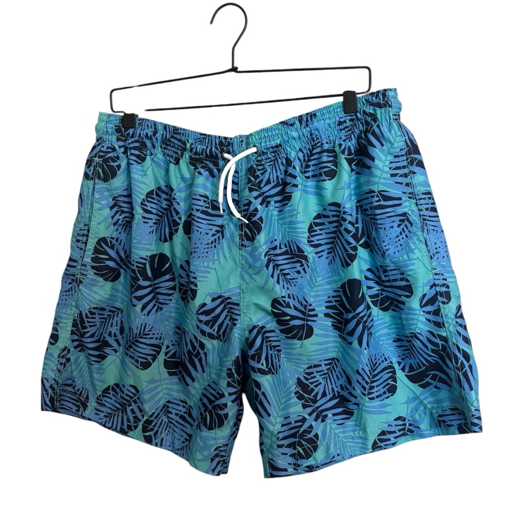 Trunks Surf Co. Blue Leaf Pattern Swim Trunks XL